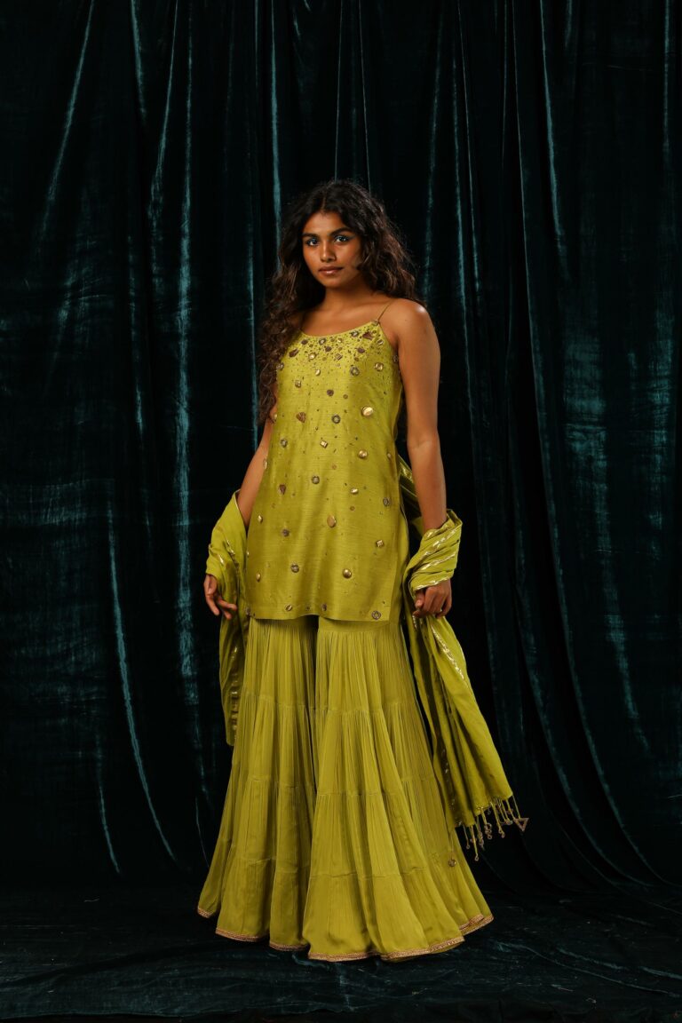 lime green sharara suit